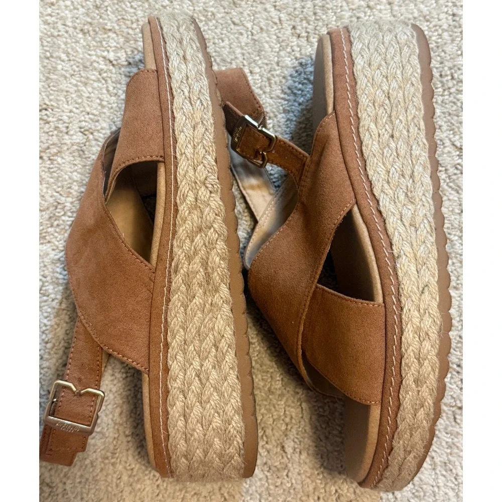 Dr. Scholl's Platform Sandals Womens 7 Good Espadrille Jute Slingback Buckle